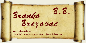 Branko Brezovac vizit kartica
